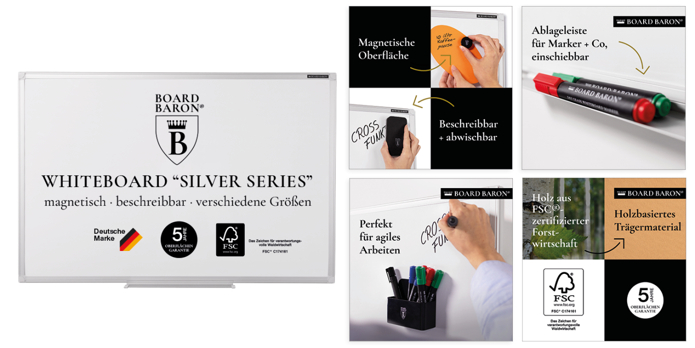 BOARD BARON Whiteboard "Silver Series" BoardBaron Whiteboard "Silver Series"